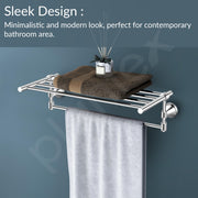 Plantex 304 Grade Stainless Steel Towel Rack for Bathroom/Towel Stand/Hanger/Bathroom Accessories - Niko (18 Inch-Chrome)