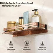 Plantex Shelf for Bathroom/Stainless Steel Shelf/Multipurose Shelf for Bathroom/Bathroom Accessoriece - (15 x 5 Inch, PVD Rose Gold)