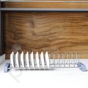 Plantex Stainless Steel Dish Rack for Kitchen/14 Slot Plate Rack For cabinet/Saucer Dish stand Organizer with Anti-Scratch Base(Size-4Inches, Slot- 14, Pack of 1)