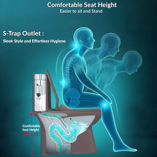 Plantex Platinum Ceramic Western Commode/Rimless Washdown One Piece Western Toilet/Commode for Bathroom with Soft Close Toilet Seat - S Trap Outlet (Choco)