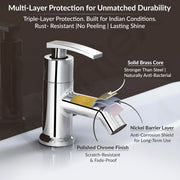 Plantex Pure Brass Pillar Tap for Wash Basin with Water Saving Aerator/Tabletop Basin Tap/7 Year Warranty (COL-1003-Mirror Chrome)