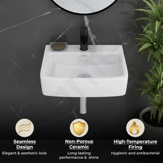 Plantex Ceramic Wall Hung Basin/Washbasin for Bathroom/Wall Mounted Wash Basin/Rectangle Sink for Home/Office (Bolt, White)