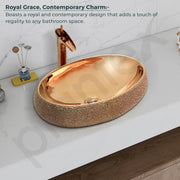 Plantex Ceramic Wash Basin for Bathroom/Vessel Sink/Countertop Washbasin - Indo-European Collection (Rose Gold, 22 x 15 x 6 Inch)