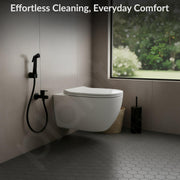 Plantex Jet Spray for Toilet/ABS Health Faucet with 1 Meter Shower Hose Pipe and Wall Hook/Health Faucet Set for Bathroom/Hand Gun for Toilet - (Black)