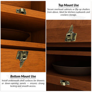 Plantex Cabinet Latch – Heavy-Duty Hatch Case Bolt for Storage Units, Toolboxes, Kitchen Cabinets & Cupboards - Pack of 6 (Brass Antique)