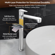 Plantex Pure Brass Pillar Tap for Wash Basin with Water Saving Nozzle/High Neck Wash Basin Tap/Pillar Cocke for Basin with 7 Year Warranty- (PAC-1804-Mirror Chrome)