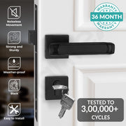 Plantex Triple Security Door Lock for Home/Main Door Lock Set with 3 Years of Warranty/Mortise Lock for Door with Brass Lock Body & Cylinder (7127, Z Black & DC Black)
