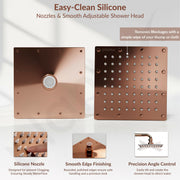 Plantex Stainless Steel Overhead Shower 6 x 6 inch with Water-Saving Technology/High pressure Rain Shower Head without Arm/Bathroom Shower -(Sandwich-PVD Rose Gold)