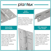 Plantex Heavy Duty Door Butt Hinges 3 inch x 16 Gauge/1.5 mm Thickness Home/Office/Hotel for Main Door/Wooden/Bedroom/Kitchen/Window/Kabza - Pack of 12 (Satin Matt)