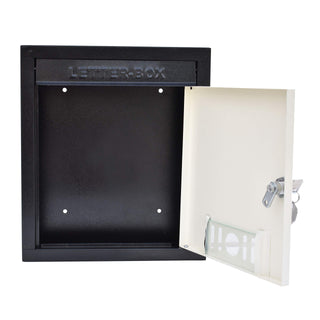 Plantex Letter Box - Mail Box/Post Box/Complaint Box/Suggestion Box/Donation Box/Letter Box for Home gate with Secure Lock (Black & Ivory) - Wall Mount A4 Size