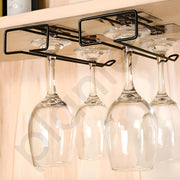 Plantex Self-Adhesive Wine Glass Rack/Holder Upside Down Glass Hanging Organizer/Wine Glass Holder for Pubs/Kitchen/Bars - (Pack of 2-Black)