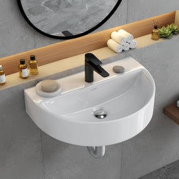 Plantex Ceramic Wall Mount Wash Basin for Bathroom/Wall Hung Basin/Bathroom Sink with 10 Years Glaze Warranty by Plantex//Washbasin for Restaurant, Hotel (Glossy White - Mark -17 x 12 x 4 Inch)