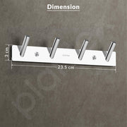 Plantex Wall Hooks for Hanging Cloth/Stainless Steel Towel Hangers/Wall Mounted Cloth Hanger/Hook Rail for Hanging Keys - 4 Hooks (Pack of 1, Chrome)