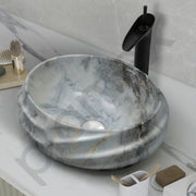 Plantex Ceramic Wash Basin for Bathroom/Table Top Ceramic Basin/Washbasin for Hotel/Restaurant (Marble Finish - 18 x 15 x 7 inch)