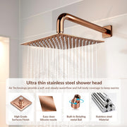 Plantex Stainless Steel Overhead Shower 8 x 8 inch with Water-Saving Technology/High pressure Rain Shower Head without Arm/Bathroom Shower -(Ultra Slim-PVD Rose Gold)