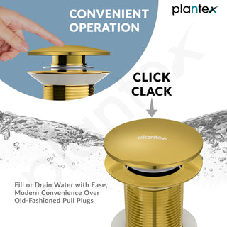 Plantex Solid Brass 3 Inch Waste Coupling for Wash Basin/Full Thread Basin Waste Coupling/Waste Coupling Gold- Pack of 1 (PVD Gold)