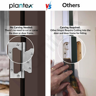 Plantex Butterfly Hinges for Door/Stainless Steel Door Hinges/Non-Mortise Hinges/5 Inch x 14 Gauge Hinges/2.5 mm Hinges for Home/Office/Hotel - Pack of 6 (Chrome)