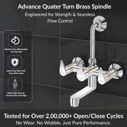 Plantex Pure Brass Wall Mixer for Bathroom 2 in 1 with L-Bend Provision for Overhead Shower/Mixer Tap for Bathroom -7 Year Warranty by Plantex -(Pac-1818-Chrome)