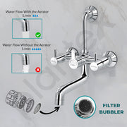 Plantex Brass Wall Mixer for Bathroom with L-Bend Connector for Overhead Shower/Mixer Tap/Wall Mixer for Bathroom 2 in 1 with 7-Year Manufacturer's Warranty-(Ico-918-Mirror-Chrome)
