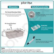 Plantex Matt Quartz Kitchen Sink/UV Protected Kitchen Sink/Undermount Sink For Kitchen/Granite Single Bowl Sink With Coupling (Mosaic Grey, 20X30 Inches)