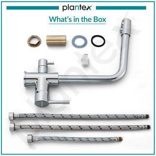 Plantex Pure Brass 3-in-1 Sink Mixer Tap Hot and Cold with Built-in RO Outlet/Mixer Tap for Bathroom with 360° Swivel Spout/Kitchen Sink Tap-Chrome