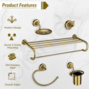 Plantex 304 Grade Stainless Steel Bathroom Accessories Set of 5 - Towel Stand/Napkin/Soap Holder/Toothbrush Holder/Robe Hanger - Daizy (Brass Antique)