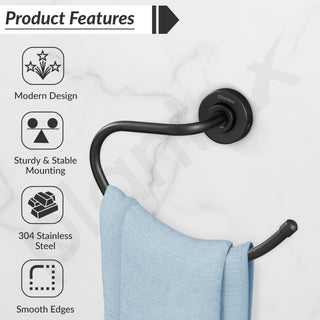 Plantex 304 Grade Stainless Steel Round Napkin Holder for washbasin/Hand Towel Holder/Napkin Ring for Bathroom/Bathroom Accessories - Daizy (Black)