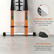 Plantex 23.6 feet (7.2m) Telescopic Ladder/Durable Steps/Collapsible Ladder for Home or Outdoor Work/Aluminium Telescopic Ladder - (Orange)