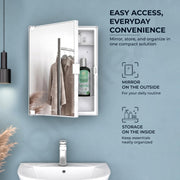 Plantex Bathroom Cabinet with Mirror/ABS Bathroom Storage Cabinet/Mirror Cabinet for Wall/Mirror with Storage for Bathroom - 18x14 Inch (CAB-117, White)
