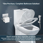Plantex Hygienic Toilet Combo/Polypropylene Toilet Seat Cover / Self Adhesive Toilet paper holder/D- Shape Health Faucet Set with 1.20 meter hose Pipe for Toilet and Clamp (Chrome)