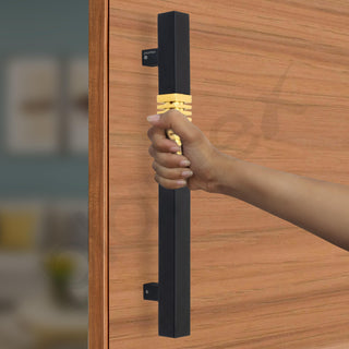 Plantex Door Handle/Stainless Steel Handle for Main Door/12 Inch Pull-Push Handle for Home/Office/Hotel - Pack of 1 (Z-Black and Gold) - 3 Years Warranty