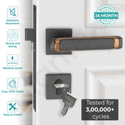 Plantex Triple Security Door Lock for Home/Main Door Lock Set with 3 Years of Warranty/Mortise Lock for Door with Brass Lock Body & Cylinder (7127, Grey & Choco)