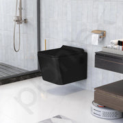 Plantex Platinum Ceramic Rim Wall Hung Western Toilet/P Trap Western Commode with Soft Close Seat Cover/ Commode with Washdown Flush - (Black-M)