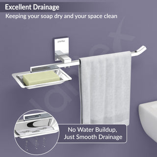 Plantex 304 Grade Stainless Steel Soap Dish/Soap Stand/Napkin Ring/Holder/Towel Hanger for Bathroom/Bathroom Accessories - Crystal (Chrome)