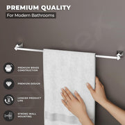 Plantex Towel Rod for Bathroom/Pure Brass Towel Hanger/24in Towel Holder/Bathroom Accessories - Pack of 1 (APS-ASC-01, Chrome)