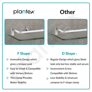 Plantex Frosted Glass Shelf for Bathroom/Shelf with Brass Railings and Brackets/Shelf for Living Room/Bedroom/Kitchen - Pack of 1 (15 x 6 inch, Chrome)