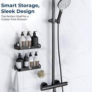 Plantex Bathroom Organiser Without Drill/Self Adhesive Bathroom Shelf/Stainless Steel Shelf For Bathroom- Pack of 2 (10x4 Inch,Black)
