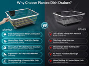 Plantex Stainless Steel Dish Drying Rack/Utensil Drying Rack for Kitchen/Dish Rack with Drainer Tray/Vessel Drainer Basket For Utensils/Bartan Basket Stand (Size- 58.5x44.5x23.5 CM - Chrome Finish)