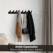 Plantex Wall Hooks for Hanging Cloth/Stainless Steel Towel Hangers/Bathroom Robe Hooks/Door Hangers/Square Wall Hook/Hook Rail for Hanging Keys - 8 Hooks (Pack of 2, PVD Black)