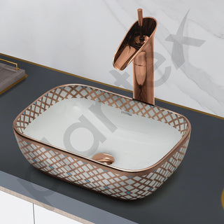 Plantex Ceramic Table Top Wash Basin/Washbasin/Countertop Wash Basin for Bathroom/Living Room(NC-482, 14 x 10 x 5 Inch)