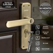 Plantex Heavy-Duty Door Lock/Door Handle Set with 3 Years of Warranty/Mortise Lock with 3 Keys, Brass Lockbody & Cylinder (8136 - Brass Antique)