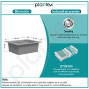 Plantex Quartz Acrylic Kitchen Sink with 10 Years Warranty by Plantex/Undermount Sink for Kitchen/Granite Single Bowl Kitchen Sinks with Coupling (Brun - 16x18 Inches)