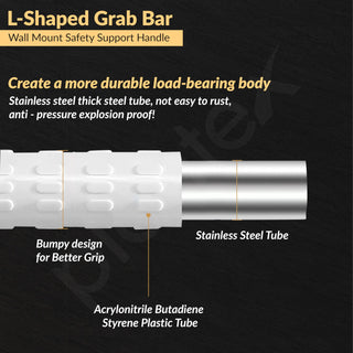 Plantex Stainless Steel Grab Bar/Wall Mounted Safety L Shaped Grab Bar for Bathroom/Grabbars for Toilet Senior Citizens - Pack of 1 (White)