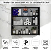 Plantex Premium Steel 3 Tier Spice Rack/Multipurpose Shelf/Spice Jar Organizer/Storage Rack for Kitchen/Wall Mounted/Shelf for Bathroom/Livingroom/Bedroom (Black)