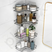 Plantex Corner Shelf for Bathroom/Bathroom Organiser Without Drill/Kitchen Organiser/Shelf For Corner(Black-Pack of 4) Alloy Steel
