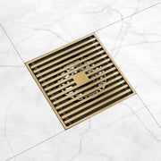 Plantex Solid Brass Floor Drain/Shower Drain/Bathroom Floor Drain with Cockroach Trap/Kitchen- (Brass Antique, 5 x 5 Inches)