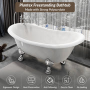 Plantex Freestanding Bathtub For Bathroom/Bath tub for Adults/Deep Soaker Bathtub with Overflow,Popup and Drain Pipe (BSM-404-White-1700mm)