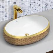 Plantex Ceramic Basin for Bathroom/Designer Table Top Wash Basin/Countertop Vessel Sink for Home/Restaurant/Hotel (24 x 16 x 6.5 Inch)