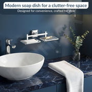 Plantex 304 Grade Stainless Steel Dual Soap Holder for Bathroom/Wall Mounted Soap Holder/Double Soap Dish/Bathroom Accessories - Squaro (Chrome)