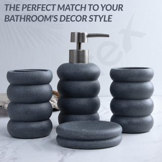Plantex Resin Bathroom Accessories Set/Soap Holder for Bathroom/Toothbrush Holder/Tumbler Holder/LiquidsSoap Dispenser - 4 Piece(Grey, XY-PS-001)
